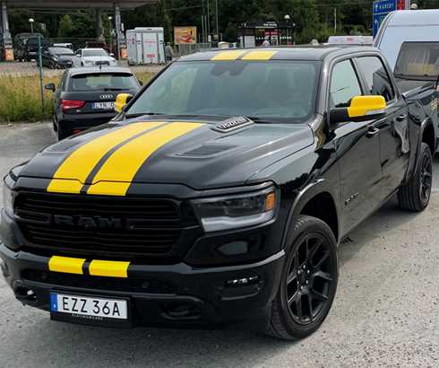 Svart Dodge Ram 1500 Laramie stulen i Hjärnarp norr om Ängelholm